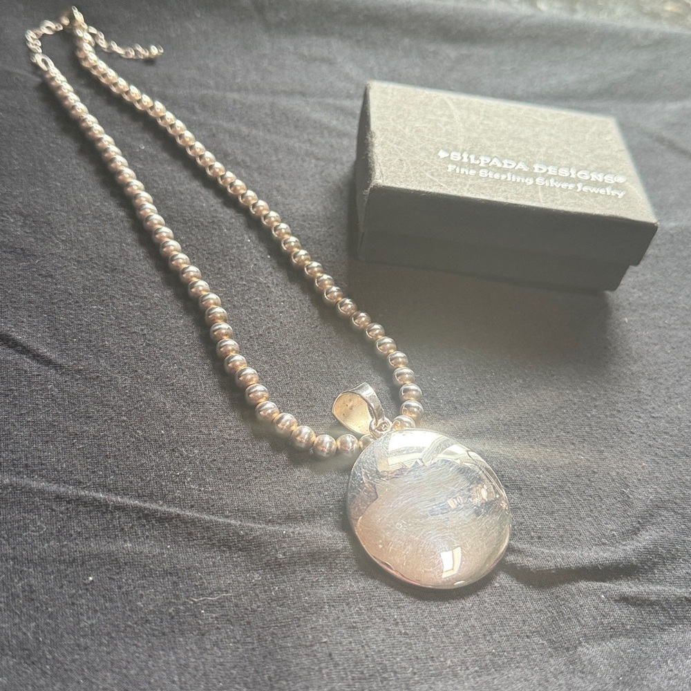 Silpada Silver Beaded Necklace with Round Pendant